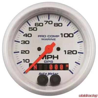 AutoMeter GAUGE; SPEEDOMETER; 3 3/8in.; 140MPH; GPS; MARINE WHITE - 200638