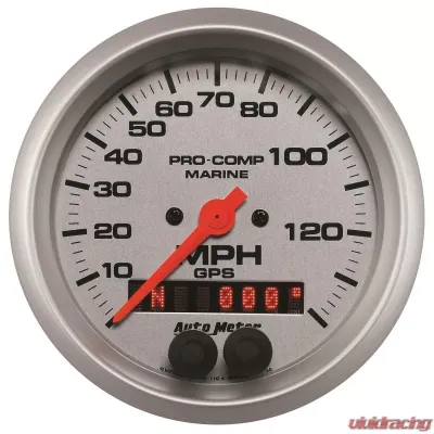 AutoMeter GAUGE; SPEEDOMETER; 3 3/8in.; 140MPH; GPS; MARINE SILVER - 200638-33