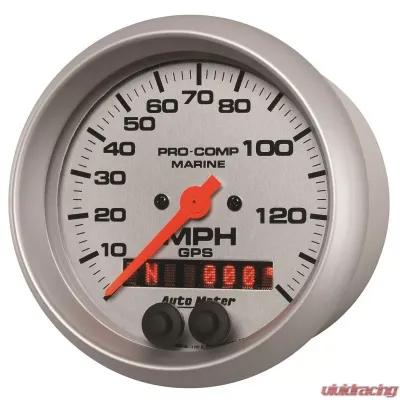 AutoMeter GAUGE; SPEEDOMETER; 3 3/8in.; 140MPH; GPS; MARINE SILVER - 200638-33