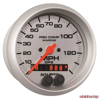 AutoMeter GAUGE; SPEEDOMETER; 3 3/8in.; 140MPH; GPS; MARINE SILVER - 200638-33