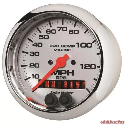 AutoMeter GAUGE; SPEEDOMETER; 3 3/8in.; 140MPH; GPS; MARINE CHROME - 200638-35