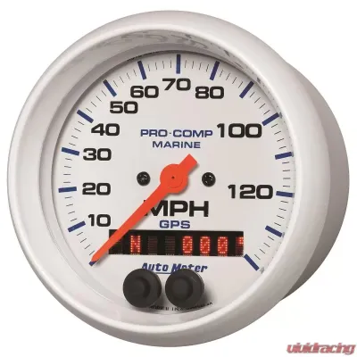 AutoMeter GAUGE; SPEEDOMETER; 3 3/8in.; 140MPH; GPS; MARINE WHITE - 200638
