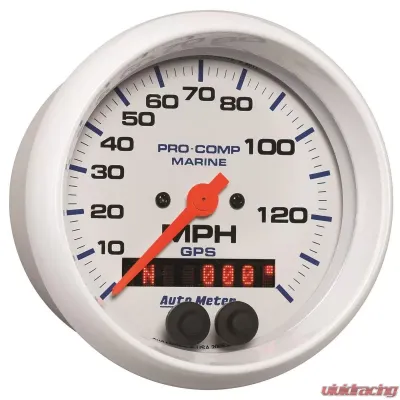 AutoMeter GAUGE; SPEEDOMETER; 3 3/8in.; 140MPH; GPS; MARINE WHITE - 200638