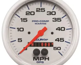 AutoMeter GAUGE; SPEEDOMETER; 5in.; 50MPH; GPS; MARINE WHITE