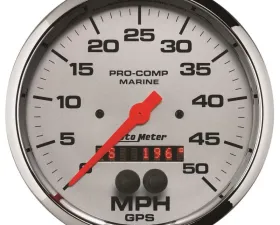 AutoMeter GAUGE; SPEEDOMETER; 5in.; 50MPH; GPS; MARINE CHROME