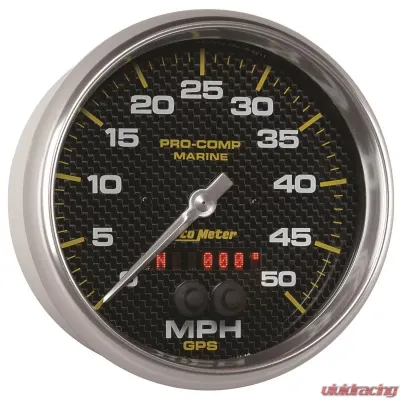 AutoMeter GAUGE; SPEEDOMETER; 5in.; 50MPH; GPS; MARINE CARBON FIBER - 200644-40