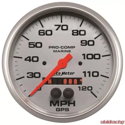 AutoMeter GAUGE; SPEEDOMETER; 5in.; 120MPH; GPS; MARINE SILVER - 200646-33