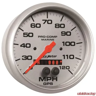 AutoMeter GAUGE; SPEEDOMETER; 5in.; 120MPH; GPS; MARINE SILVER - 200646-33