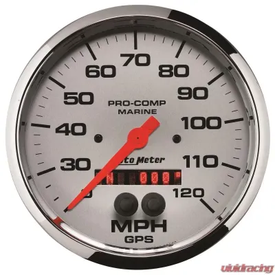AutoMeter GAUGE; SPEEDOMETER; 5in.; 120MPH; GPS; MARINE CHROME - 200646-35