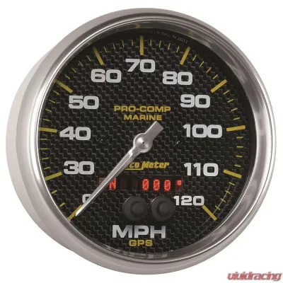 AutoMeter GAUGE; SPEEDOMETER; 5in.; 120MPH; GPS; MARINE CARBON FIBER - 200646-40