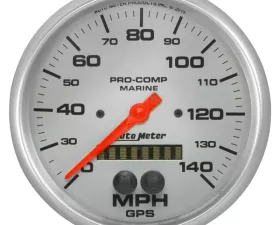 AutoMeter GAUGE; SPEEDOMETER; 5in.; 140MPH; GPS; MARINE SILVER