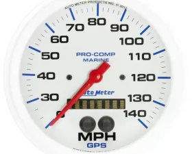 AutoMeter GAUGE; SPEEDOMETER; 5in.; 140MPH; GPS; MARINE WHITE