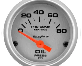 AutoMeter GAUGE; OIL PRESSURE; 2 1/16in.; 80PSI; ELECTRIC; MARINE SILVER