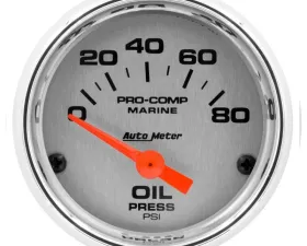 AutoMeter GAUGE; OIL PRESSURE; 2 1/16in.; 80PSI; ELECTRIC; MARINE CHROME