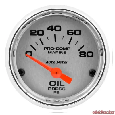 AutoMeter GAUGE; OIL PRESSURE; 2 1/16in.; 80PSI; ELECTRIC; MARINE CHROME - 200744-35