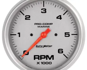 AutoMeter GAUGE; TACHOMETER; 5in.; 6K RPM; MARINE SILVER
