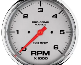 AutoMeter GAUGE; TACHOMETER; 5in.; 6K RPM; MARINE CHROME