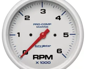 AutoMeter GAUGE; TACHOMETER; 5in.; 6K RPM; MARINE WHITE