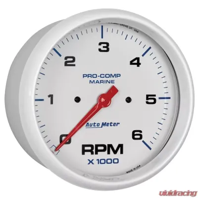 AutoMeter GAUGE; TACHOMETER; 5in.; 6K RPM; MARINE WHITE - 200750