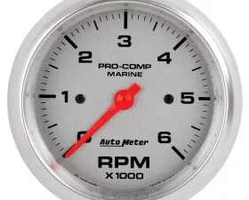 AutoMeter GAUGE; TACHOMETER; 3 3/8in.; 6K RPM; MARINE SILVER
