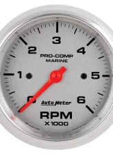 AutoMeter GAUGE; TACHOMETER; 3 3/8in.; 6K RPM; MARINE SILVER                                     - 200752-33 - Image 3