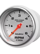 AutoMeter GAUGE; TACHOMETER; 3 3/8in.; 6K RPM; MARINE SILVER                                     - 200752-33 - Image 2