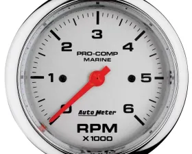 AutoMeter GAUGE; TACHOMETER; 3 3/8in.; 6K RPM; MARINE CHROME