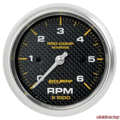 AutoMeter GAUGE; TACHOMETER; 3 3/8in.; 6K RPM; MARINE CARBON FIBER - 200752-40