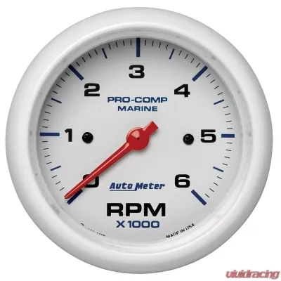 AutoMeter GAUGE; TACHOMETER; 3 3/8in.; 6K RPM; MARINE WHITE - 200752