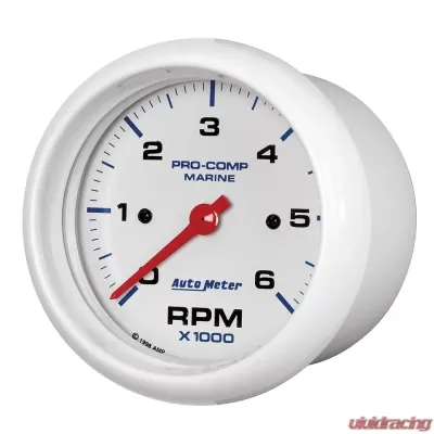 AutoMeter GAUGE; TACHOMETER; 3 3/8in.; 6K RPM; MARINE WHITE - 200752