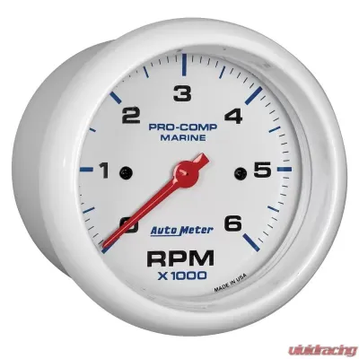 AutoMeter GAUGE; TACHOMETER; 3 3/8in.; 6K RPM; MARINE WHITE - 200752