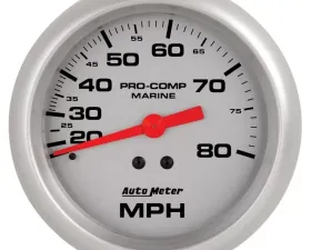 AutoMeter GAUGE; SPEEDOMETER; 3 3/8in.; 80MPH; MECHANICAL; MARINE SILVER