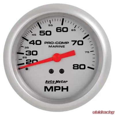 AutoMeter GAUGE; SPEEDOMETER; 3 3/8in.; 80MPH; MECHANICAL; MARINE SILVER - 200753-33