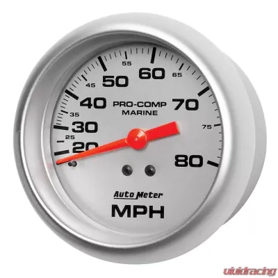 AutoMeter GAUGE; SPEEDOMETER; 3 3/8in.; 80MPH; MECHANICAL; MARINE SILVER - 200753-33
