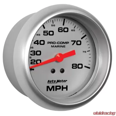 AutoMeter GAUGE; SPEEDOMETER; 3 3/8in.; 80MPH; MECHANICAL; MARINE SILVER - 200753-33
