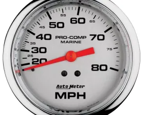AutoMeter GAUGE; SPEEDOMETER; 3 3/8in.; 80MPH; MECHANICAL; MARINE CHROME