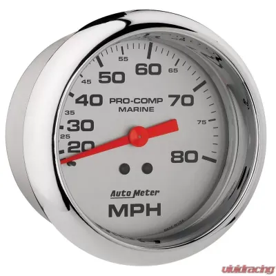 AutoMeter GAUGE; SPEEDOMETER; 3 3/8in.; 80MPH; MECHANICAL; MARINE CHROME - 200753-35