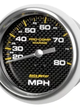 AutoMeter GAUGE; SPEEDOMETER; 3 3/8in.; 80MPH; MECHANICAL; MARINE CARBON FIBER                                     - 200753-40 - Image 2