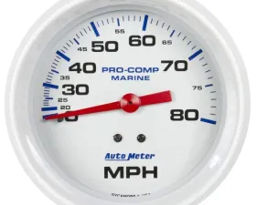 AutoMeter GAUGE; SPEEDOMETER; 3 3/8in.; 80MPH; MECHANICAL; MARINE WHITE