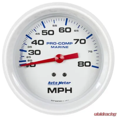 AutoMeter GAUGE; SPEEDOMETER; 3 3/8in.; 80MPH; MECHANICAL; MARINE WHITE - 200753