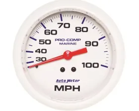 AutoMeter GAUGE; SPEEDOMETER; 3 3/8in.; 100MPH; MECHANICAL; MARINE WHITE