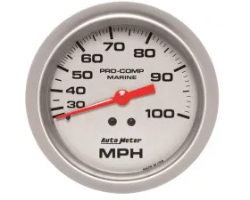 AutoMeter GAUGE; SPEEDOMETER; 3 3/8in.; 100MPH; MECHANICAL; MARINE SILVER