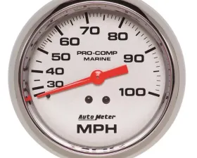 AutoMeter GAUGE; SPEEDOMETER; 3 3/8in.; 100MPH; MECHANICAL; MARINE CHROME