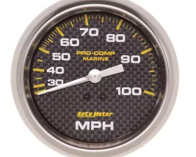 AutoMeter GAUGE; SPEEDOMETER; 3 3/8in.; 100MPH; MECHANICAL; MARINE CARBON FIBER