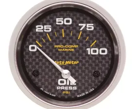 AutoMeter GAUGE; OIL PRESSURE; 2 5/8in.; 100PSI; ELECTRIC; MARINE CARBON FIBER