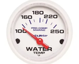 AutoMeter GAUGE; WATER TEMP; 2 1/16in.; 100-250deg.F; ELECTRIC; MARINE WHITE