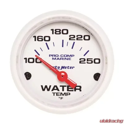 AutoMeter GAUGE; WATER TEMP; 2 1/16in.; 100-250deg.F; ELECTRIC; MARINE WHITE - 200762