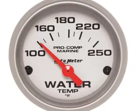 AutoMeter GAUGE; WATER TEMP; 2 1/16in.; 100-250deg.F; ELECTRIC; MARINE SILVER