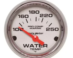AutoMeter GAUGE; WATER TEMP; 2 1/16in.; 100-250deg.F; ELECTRIC; MARINE CHROME