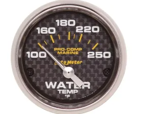 AutoMeter GAUGE; WATER TEMP; 2 1/16in.; 100-250deg.F; ELECTRIC; MARINE CARBON FIBER